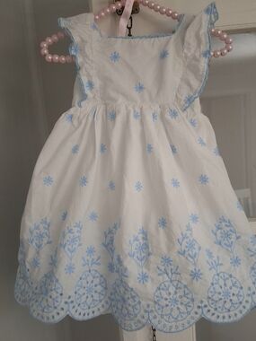 Rachel Zoe White Dress with Light Blue Floral Embroidery